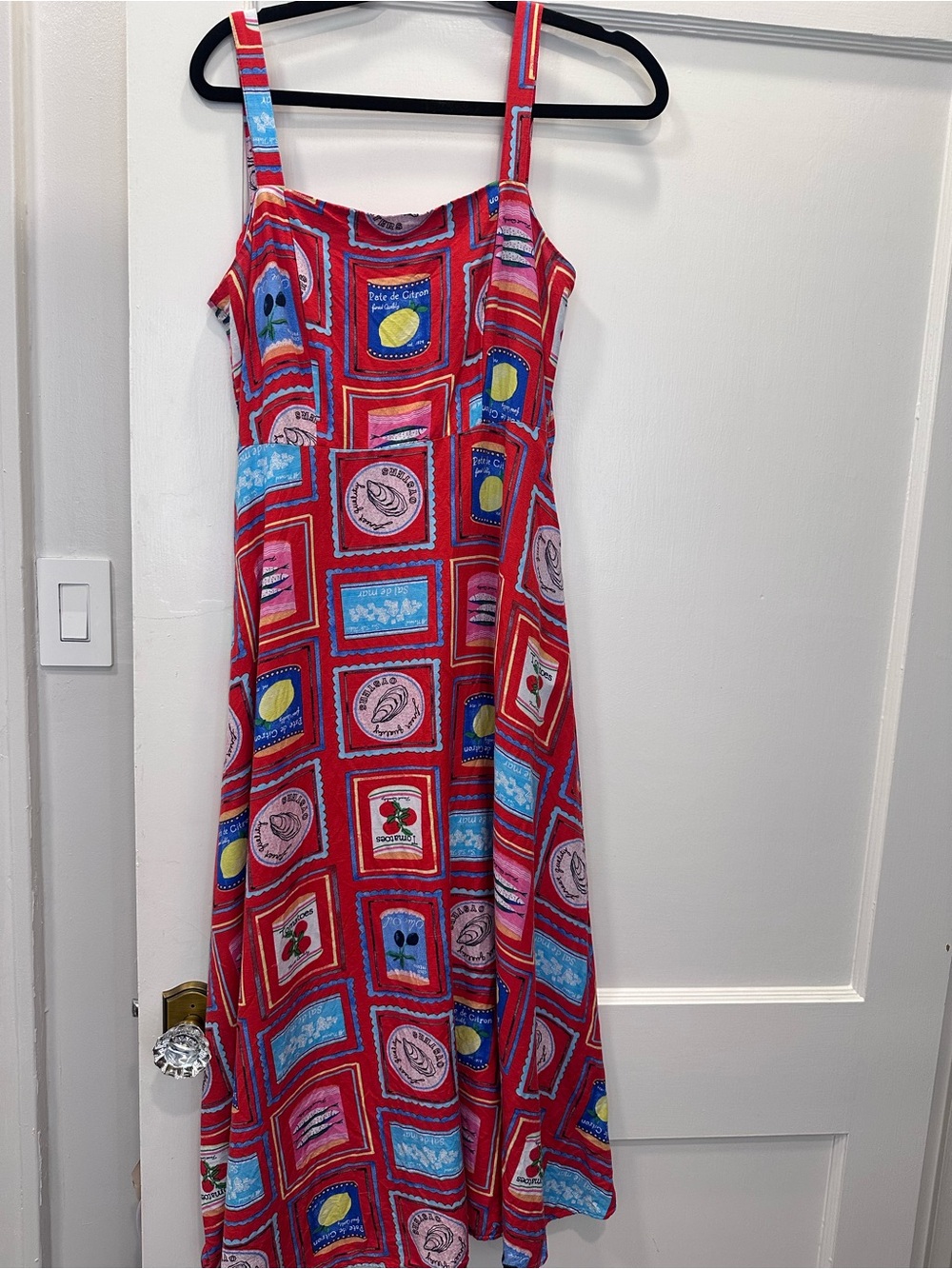 LOFT Red Euro-inspo Print Midi Dress